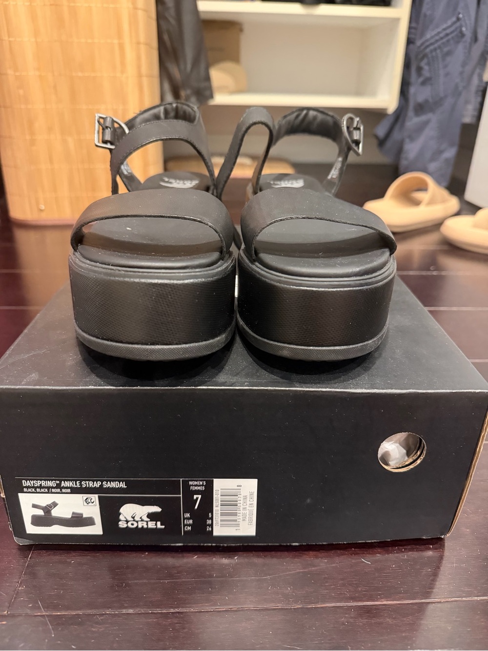Sorel Black Women's Platform dayspring Sandals with Chunky Straps - Picture 3 of 4